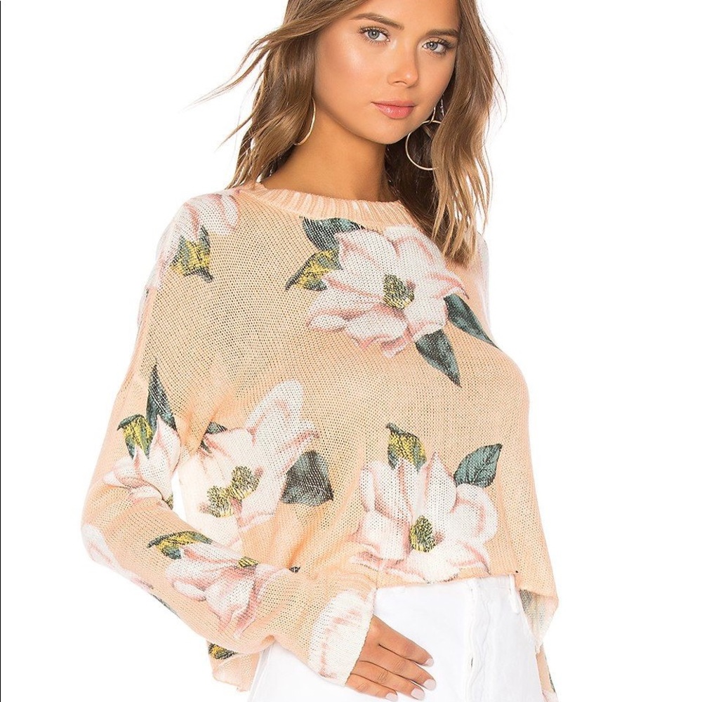 SOLD - Show me your Mumu flower cropped varsity sweater